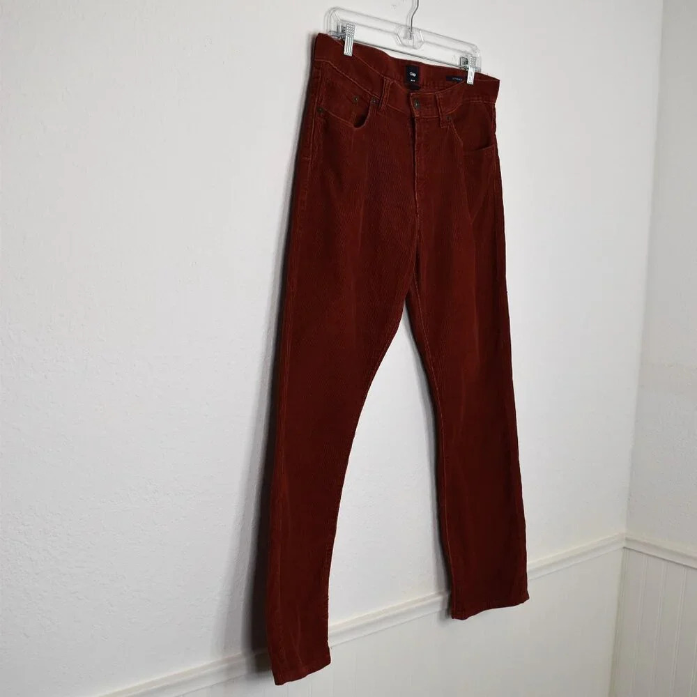 GAP Factory Mens Corduroy Pants Sz 32/30 Straight Fit 100% Cotton 5 Pocket Rust - Picture 4 of 16